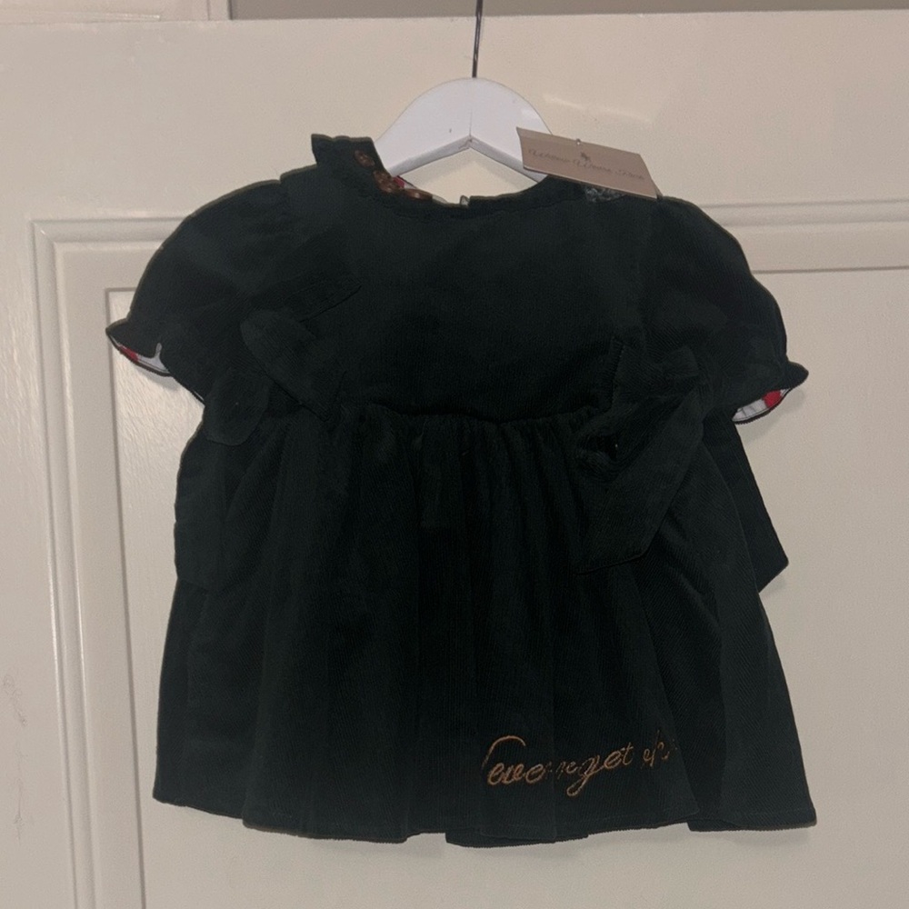 Willow Wears Pink Corduroy Dress with Embroidered Detail